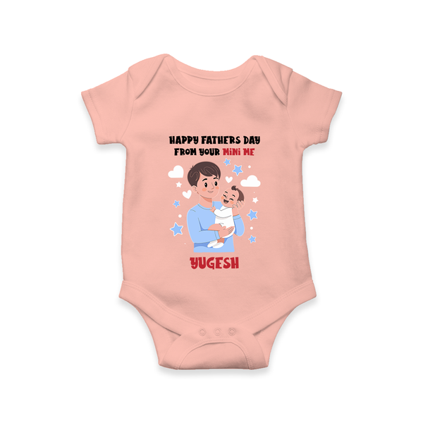 Dad's Little Buddy Bodysuit/Onesie | First Father's Day Baby Gift Soft Cotton Wear - PEACH - New Born (Chest 14")