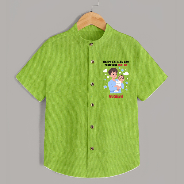 Dad's Little Buddy Shirt | First Father's Day Baby Gift Soft Cotton Wear - LIME GREEN - 0 - 6 Months Old (Chest 23")