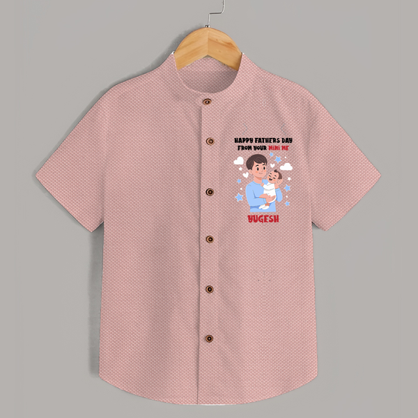 Dad's Little Buddy Shirt | First Father's Day Baby Gift Soft Cotton Wear - PEACH - 0 - 6 Months Old (Chest 23")