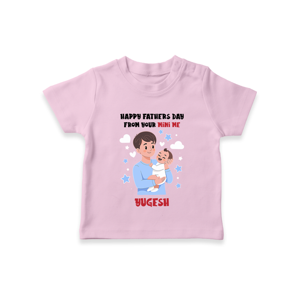 Dad's Little Buddy T-Shirt | First Father's Day Baby Gift Soft Cotton Wear - BABY PINK - 0-5 Months Old (Chest 17")