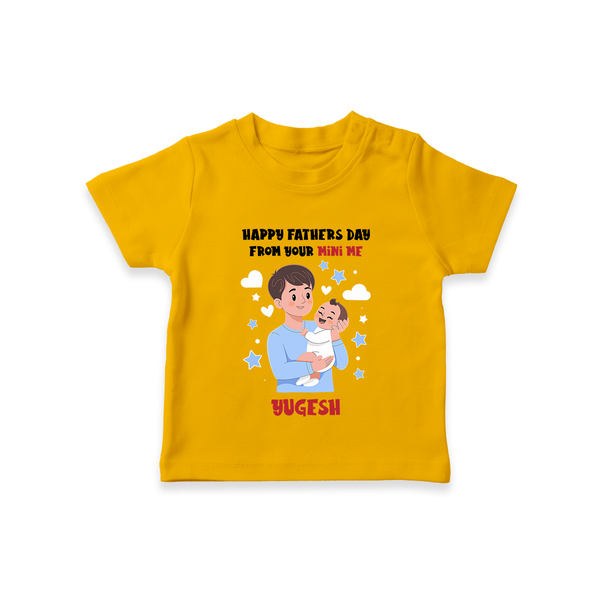 Dad's Little Buddy T-Shirt | First Father's Day Baby Gift Soft Cotton Wear - CHROME YELLOW - 0-5 Months Old (Chest 17")