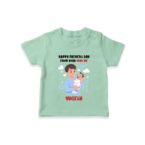 Dad's Little Buddy T-Shirt | First Father's Day Baby Gift Soft Cotton Wear - MINT GREEN - 0-5 Months Old (Chest 17")