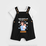 Dad's Little Buddy Dungaree Set | First Father's Day Baby Gift Soft Cotton Wear - BLACK - 0 - 5 Months Old (Chest 18")