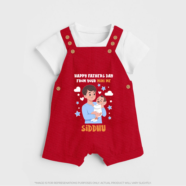 Dad's Little Buddy Dungaree Set | First Father's Day Baby Gift Soft Cotton Wear - RED - 0 - 5 Months Old (Chest 18")