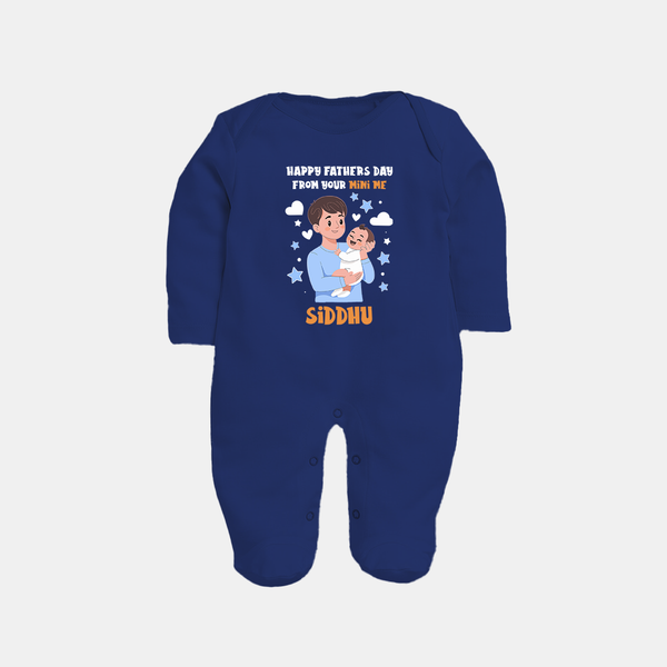 Dad's Little Buddy Full Sleeve Bodysuit/Sleep Suit | First Father's Day Baby Gift Soft Cotton Wear - NAVY BLUE - New Born (Chest 7.5")