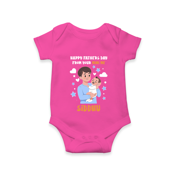Dad's Little Buddy Bodysuit/Onesie | First Father's Day Baby Gift Soft Cotton Wear - HOT PINK - New Born (Chest 14")