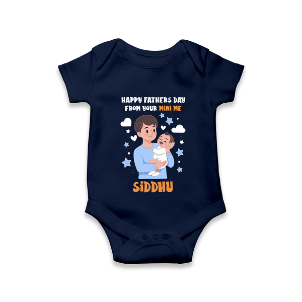 Dad's Little Buddy Bodysuit/Onesie | First Father's Day Baby Gift Soft Cotton Wear - NAVY BLUE - New Born (Chest 14")