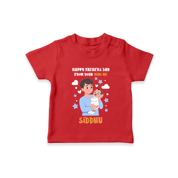 Dad's Little Buddy T-Shirt | First Father's Day Baby Gift Soft Cotton Wear - RED - 0-5 Months Old (Chest 17")