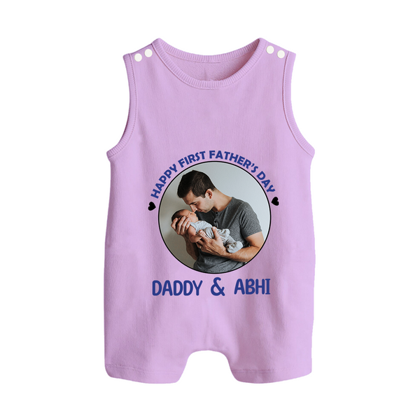 Funny First Father's Day Romper Suit/Sleeveless Romper | I Get My Looks from Dad Custom Set - LILAC - 0 - 5 Months Old (Chest 18")