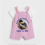 Funny First Father's Day Dungaree Set | I Get My Looks from Dad Custom Set - BABY PINK - 0 - 5 Months Old (Chest 18")