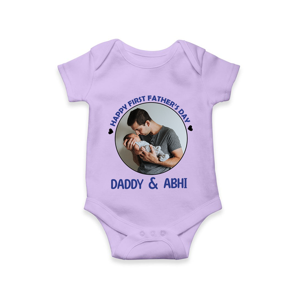 Funny First Father's Day Romper/Onesie | I Get My Looks from Dad Custom Set - LILAC - New Born (Chest 14")
