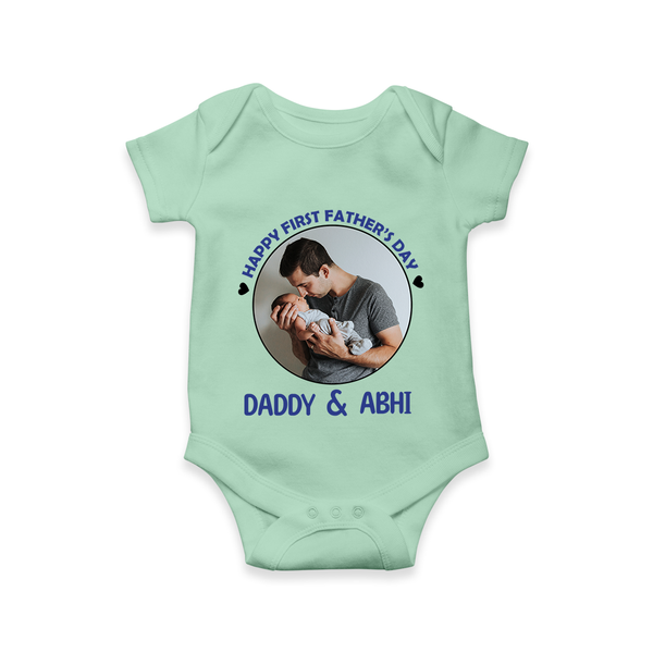 Funny First Father's Day Romper/Onesie | I Get My Looks from Dad Custom Set - MINT GREEN - New Born (Chest 14")