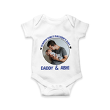 Funny First Father's Day Romper/Onesie | I Get My Looks from Dad Custom Set - WHITE - New Born (Chest 14")