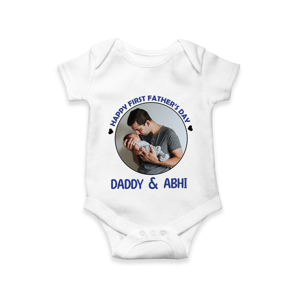 Funny First Father's Day Romper/Onesie | I Get My Looks from Dad Custom Set - WHITE - New Born (Chest 14")