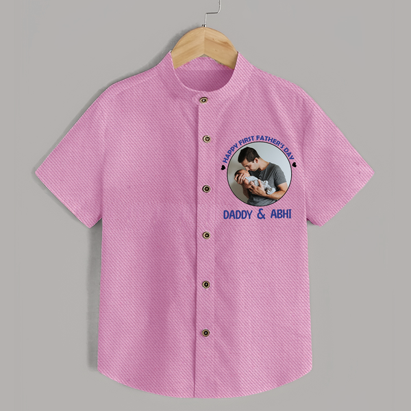 Funny First Father's Day Shirt | I Get My Looks from Dad Custom Set - BABY PINK - 0 - 6 Months Old (Chest 23")