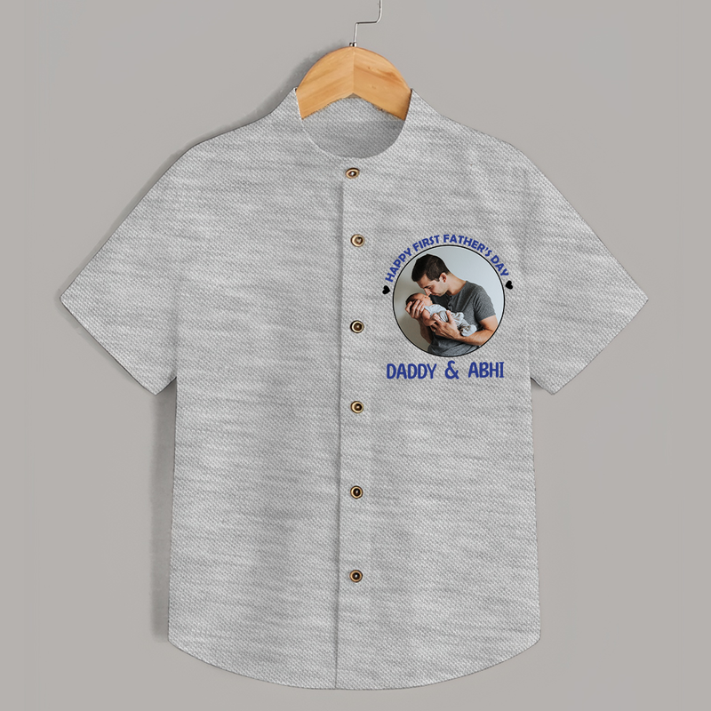 Funny First Father's Day Shirt | I Get My Looks from Dad Custom Set - GREY - 0 - 6 Months Old (Chest 23")