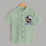 Funny First Father's Day Shirt | I Get My Looks from Dad Custom Set - MINT GREEN - 0 - 6 Months Old (Chest 23")