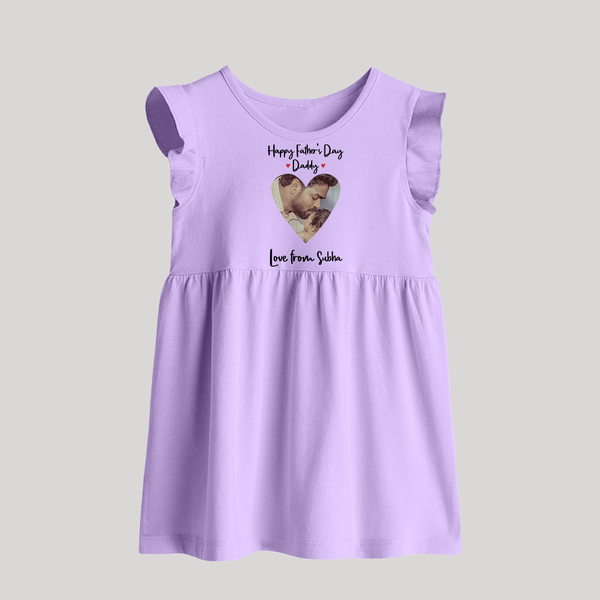 First Father's Day Baby Frock | Personalized Keepsake Baby Outfit - LILAC - 0 - 3 Months Old (Chest 17")