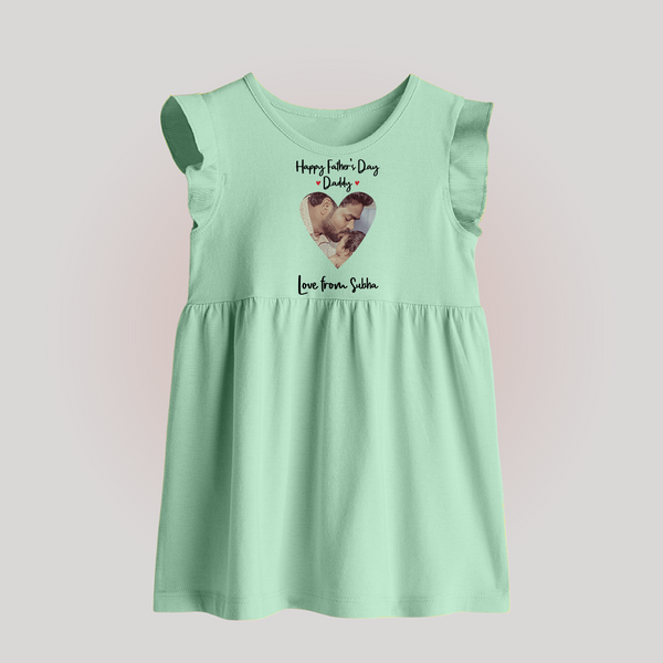 First Father's Day Baby Frock | Personalized Keepsake Baby Outfit - MINT GREEN - 0 - 3 Months Old (Chest 17")