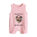 First Father's Day Romper Suit/Sleeveless Romper | Personalized Keepsake Baby Outfit - BABY PINK - 0 - 5 Months Old (Chest 18")