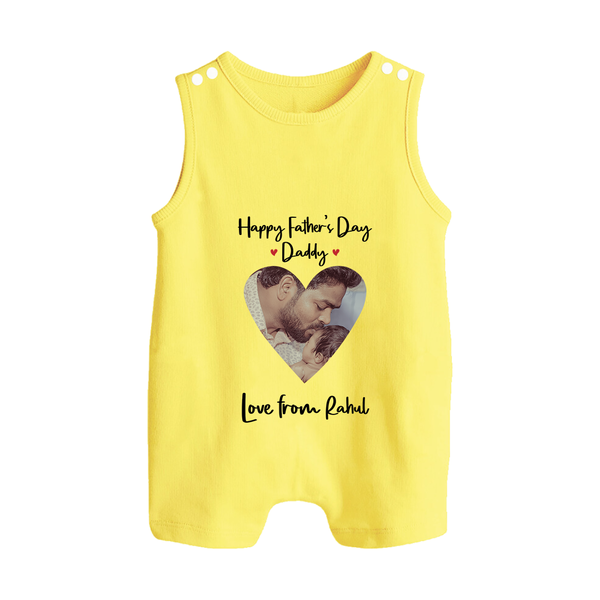 First Father's Day Romper Suit/Sleeveless Romper | Personalized Keepsake Baby Outfit - PASTEL YELLOW - 0 - 5 Months Old (Chest 18")