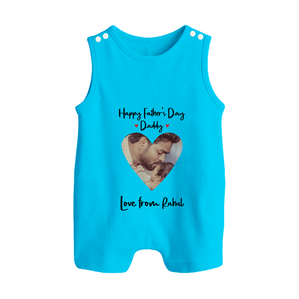 First Father's Day Romper Suit/Sleeveless Romper | Personalized Keepsake Baby Outfit - SKY BLUE - 0 - 5 Months Old (Chest 18")