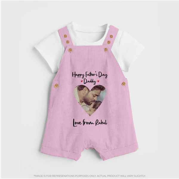 First Father's Day Dungaree Set | Personalized Keepsake Baby Outfit - BABY PINK - 0 - 5 Months Old (Chest 18")