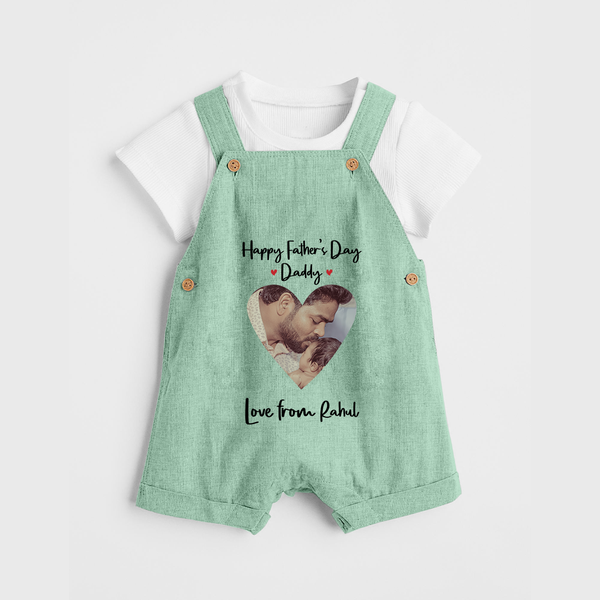 First Father's Day Dungaree Set | Personalized Keepsake Baby Outfit - MINT GREEN - 0 - 5 Months Old (Chest 18")