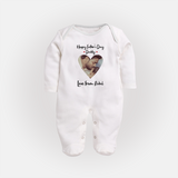 First Father's Day Full Sleeve Bodysuit/Sleep Suit | Personalized Keepsake Baby Outfit - WHITE - New Born (Chest 7.5")