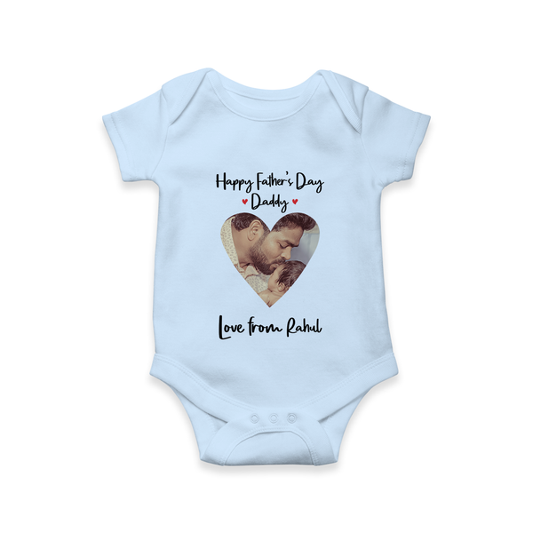 First Father's Day Romper/Onesie | Personalized Keepsake Baby Outfit - BABY BLUE - New Born (Chest 14")