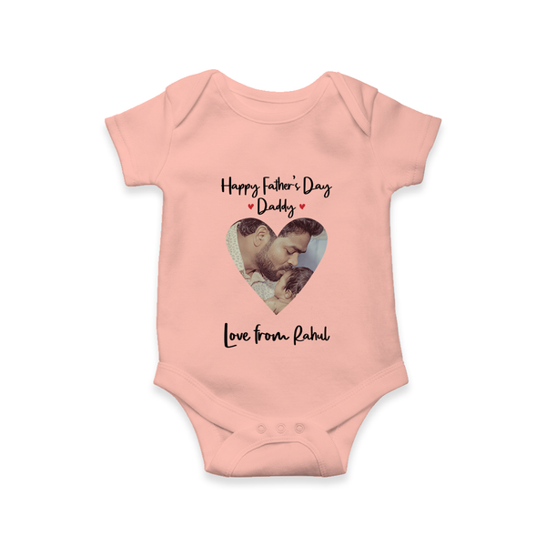First Father's Day Romper/Onesie | Personalized Keepsake Baby Outfit - PEACH - New Born (Chest 14")