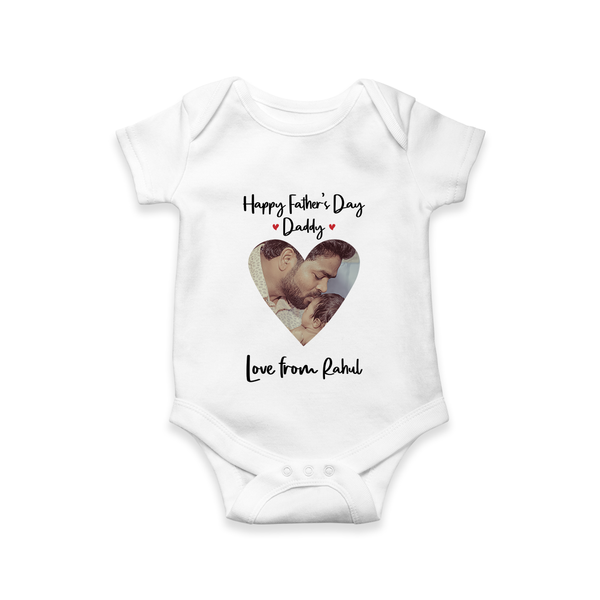 First Father's Day Romper/Onesie | Personalized Keepsake Baby Outfit - WHITE - New Born (Chest 14")