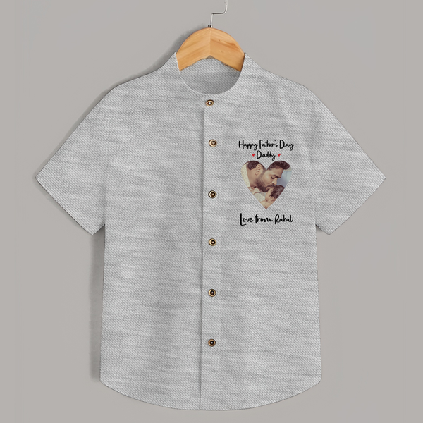 First Father's Day Shirt | Personalized Keepsake Baby Outfit - GREY - 0 - 6 Months Old (Chest 23")