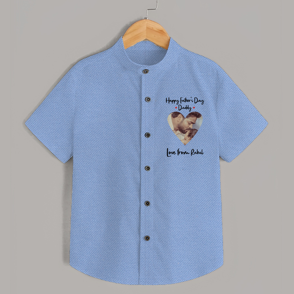 First Father's Day Shirt | Personalized Keepsake Baby Outfit - SKY BLUE - 0 - 6 Months Old (Chest 23")