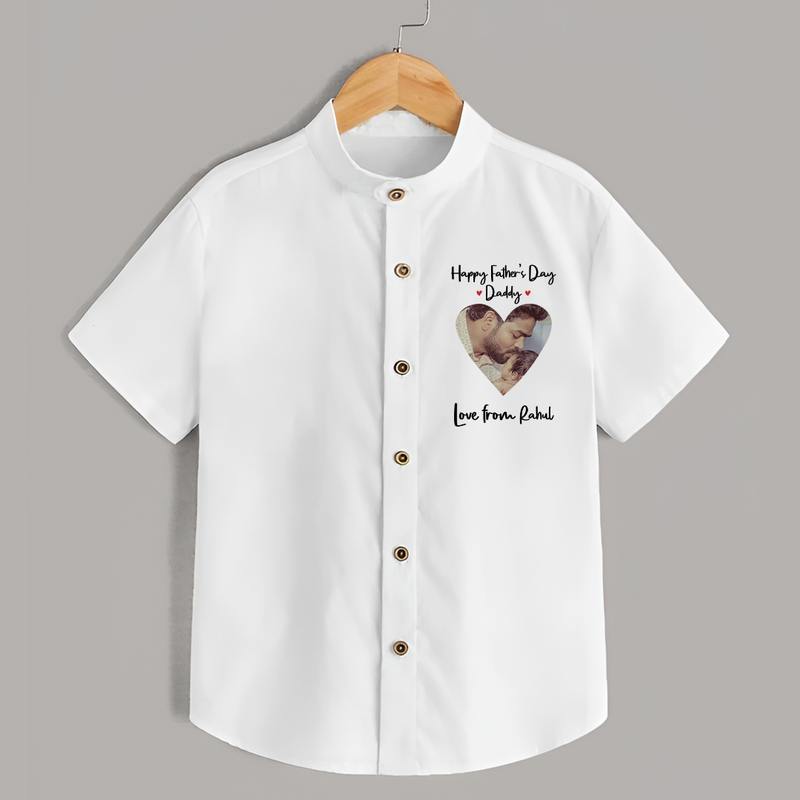 First Father's Day Shirt | Personalized Keepsake Baby Outfit - WHITE - 0 - 6 Months Old (Chest 23")