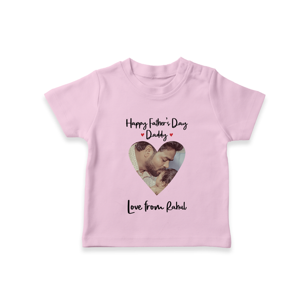 First Father's Day T-Shirt | Personalized Keepsake Baby Outfit - BABY PINK - 0-5 Months Old (Chest 17")