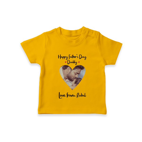 First Father's Day T-Shirt | Personalized Keepsake Baby Outfit - CHROME YELLOW - 0-5 Months Old (Chest 17")