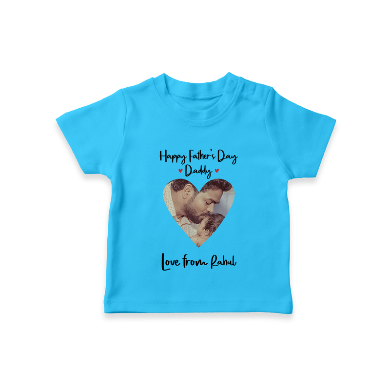 First Father's Day T-Shirt | Personalized Keepsake Baby Outfit - SKY BLUE - 0-5 Months Old (Chest 17")