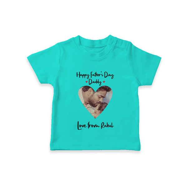 First Father's Day T-Shirt | Personalized Keepsake Baby Outfit - TEAL - 0-5 Months Old (Chest 17")