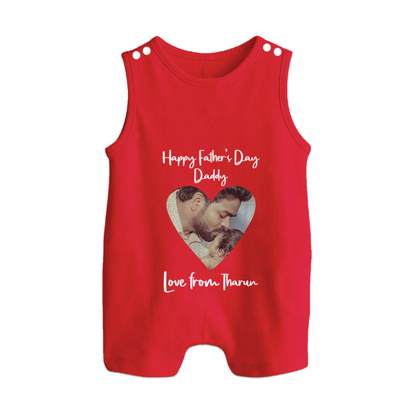 First Father's Day Romper Suit/Sleeveless Romper | Personalized Keepsake Baby Outfit - RED - 0 - 5 Months Old (Chest 18")