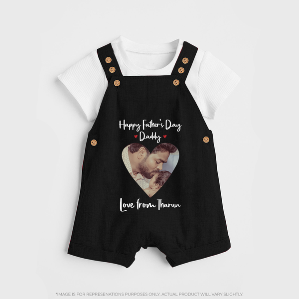 First Father's Day Dungaree Set | Personalized Keepsake Baby Outfit - BLACK - 0 - 5 Months Old (Chest 18")