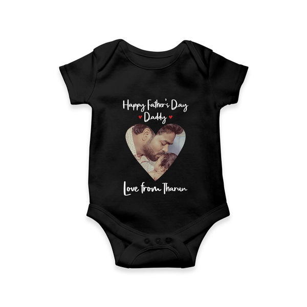 First Father's Day Romper/Onesie | Personalized Keepsake Baby Outfit - BLACK - New Born (Chest 14")