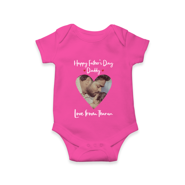 First Father's Day Romper/Onesie | Personalized Keepsake Baby Outfit - HOT PINK - New Born (Chest 14")