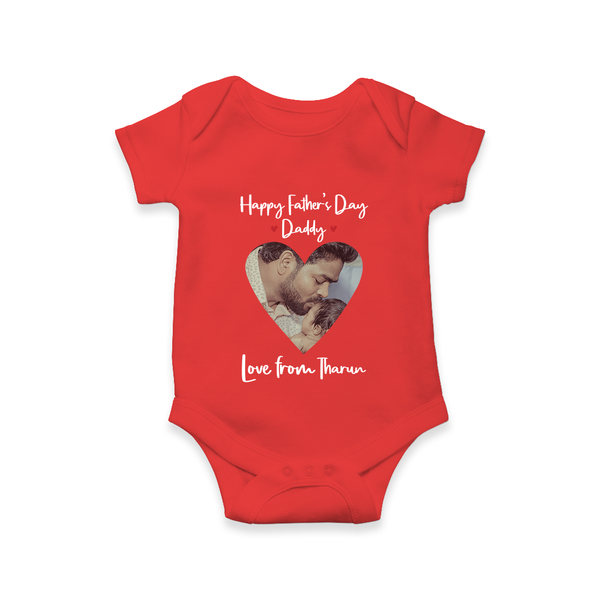 First Father's Day Romper/Onesie | Personalized Keepsake Baby Outfit - RED - New Born (Chest 14")