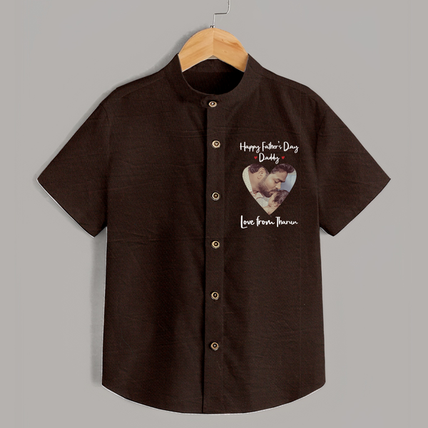 First Father's Day Shirt | Personalized Keepsake Baby Outfit - CHOCOLATE BROWN - 0 - 6 Months Old (Chest 23")