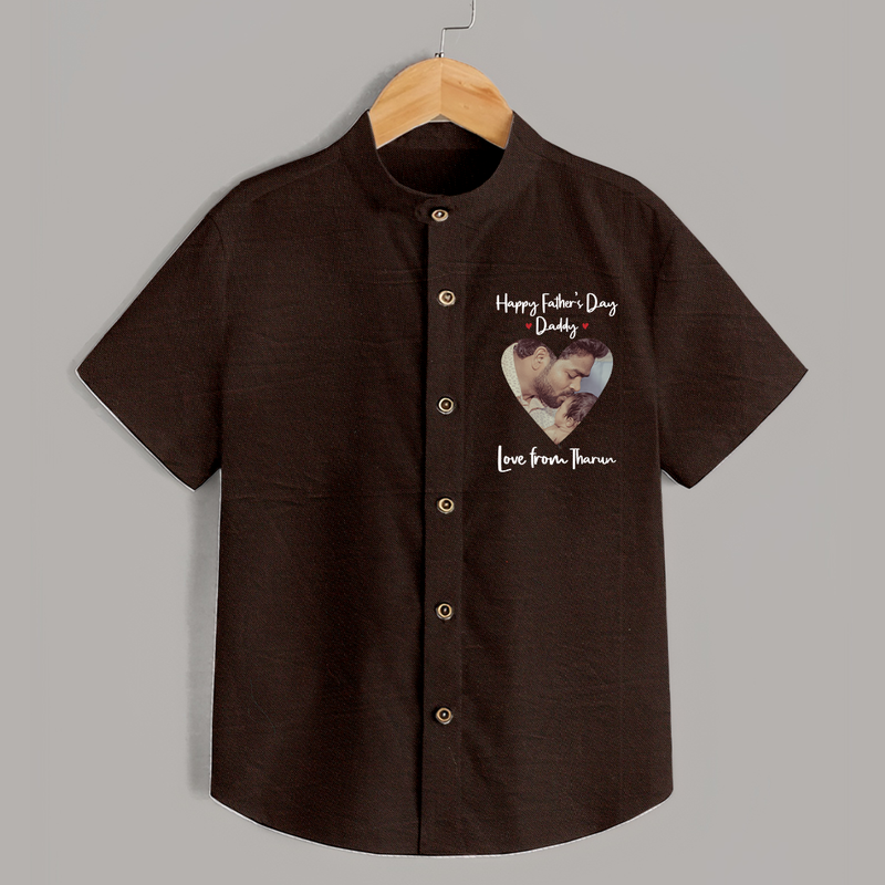 First Father's Day Shirt | Personalized Keepsake Baby Outfit - CHOCOLATE BROWN - 0 - 6 Months Old (Chest 23")