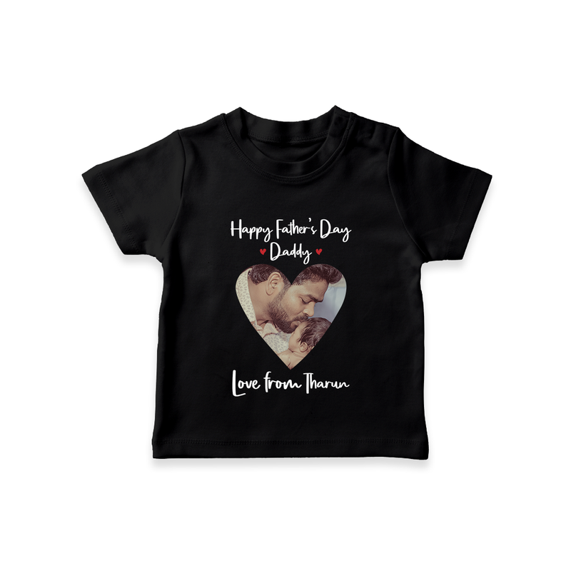 First Father's Day T-Shirt | Personalized Keepsake Baby Outfit - BLACK - 0-5 Months Old (Chest 17")