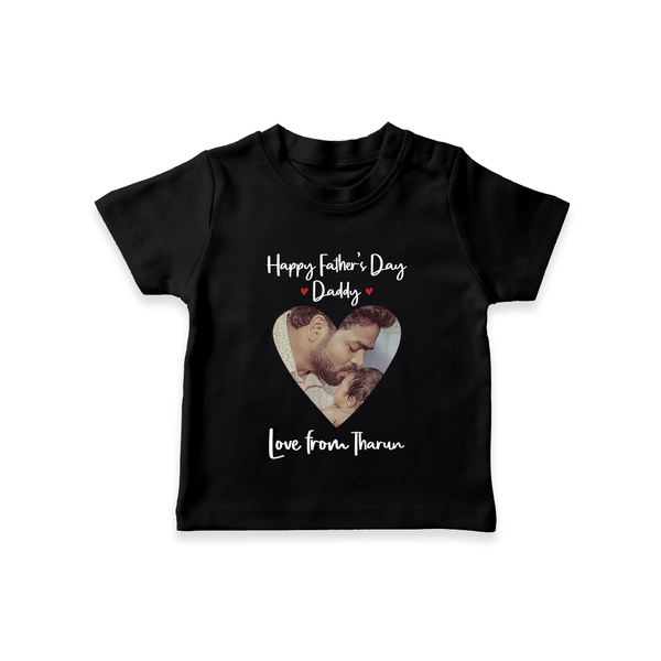 First Father's Day T-Shirt | Personalized Keepsake Baby Outfit - BLACK - 0-5 Months Old (Chest 17")