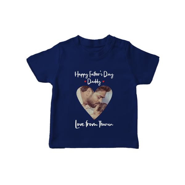 First Father's Day T-Shirt | Personalized Keepsake Baby Outfit - NAVY BLUE - 0-5 Months Old (Chest 17")