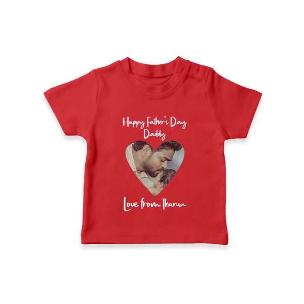 First Father's Day T-Shirt | Personalized Keepsake Baby Outfit - RED - 0-5 Months Old (Chest 17")